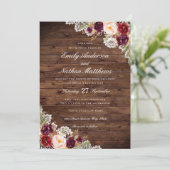 素朴なバーガンディ フラワー ラッセルのウェディング 招待状 (スタンド正面)