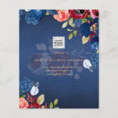 素朴なバーガンディ ブルー 花の結婚式 SAVE THE DATE (裏面)
