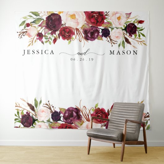 素朴なバーガンディ マルサラの背景写真ブース タペストリー (インサイチュ(横))