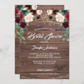 素朴なバーガンディ マーサラの結婚前お披露目招待状 招待状 (正面/裏面)