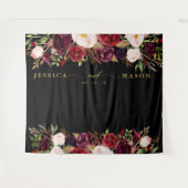 素朴なバーガンディ マーサラ ゴールド バックドロップ フォトブース タペストリー (正面(横))