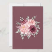 素朴なバーガンディ マーサラ ピンク フラワー セーブ・ザ・デート 招待状 (裏面)