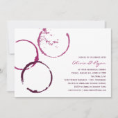 素朴なバーガンディ ワインリングの結婚式リハーサルディナー 招待状 (正面)