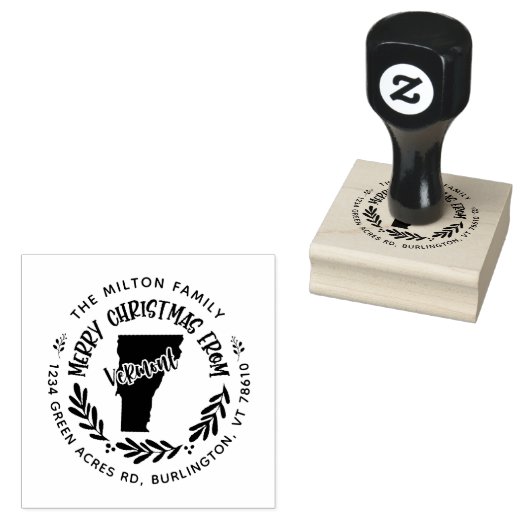 素朴なバーモントメリークリスマス差出人住所 ラバースタンプ (押印)