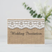 素朴なバーラップおよびレースの結婚式招待状 招待状 (スタンド正面)