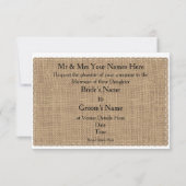 素朴なバーラップおよびレースの結婚式招待状 招待状 (裏面)