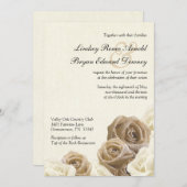 素朴なバーラップによってはバラの結婚式招待状が開花します 招待状 (正面/裏面)