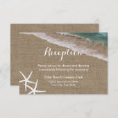 素朴なバーラップのビーチのヒトデの結婚披露宴 エンクロージャーカード (正面/裏面)