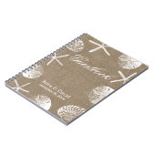 素朴なバーラップのビーチ結婚式のゲストブック ノートブック (左側)