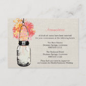 素朴なバーラップのメーソンジャーの野生の花の調節 エンクロージャーカード (正面)