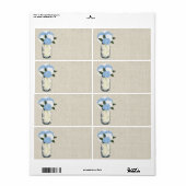 素朴なバーラップのメーソンジャーの青のアジサイ ラベル (フルシート)