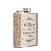 素朴なバーラップのレースの結婚式の花婿の付添人 フラスク (右)