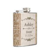 素朴なバーラップのレースの結婚式の花嫁 フラスク (右)