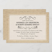 素朴なバーラップのヴィンテージの結婚式招待状 招待状 (正面/裏面)