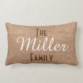 素朴なバーラップの効果の家族のモノグラム ランバークッション