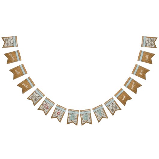 素朴なバーラップの木製のプリントそれは男の子の旗布の旗です バンティングフラッグ (全)