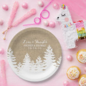 素朴なバーラップの松の木の冬の結婚式のプレート ペーパープレート (パーティー)