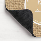 素朴なバーラップの背景のモノグラム マウスパッド (コーナー)