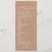 素朴なバーラップの花柄の結婚式プログラム プログラム (裏面)