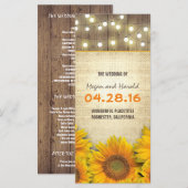 素朴なバーラップひまわりライト結婚式プログラム プログラム (正面/裏面)