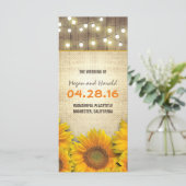 素朴なバーラップひまわりライト結婚式プログラム プログラム (スタンド正面)