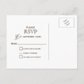 素朴なバーラップアイボリーバラウェディングRSVP インビテーションポストカード (裏面)