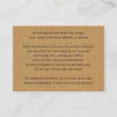 素朴なバーラップアイボリーバラメイスンの良い願い エンクロージャーカード (裏面)