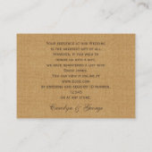 素朴なバーラップアイボリーバラメイソンjarsギフトレジストリ エンクロージャーカード (裏面)