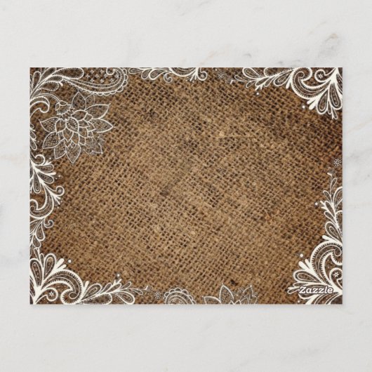 素朴なバーラップレースの国のウェディング感謝していユー ポストカード (裏面)