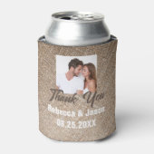 素朴なバーラップ写真西部の田舎の結婚式 缶クーラー (缶正面)