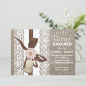 素朴なバーラップ及びレースのブライダルシャワーの招待状 招待状 (スタンド正面)