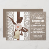 素朴なバーラップ及びレースのブライダルシャワーの招待状 招待状 (正面/裏面)