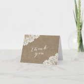 素朴なバーラップ及びレースのベビーシャワーは感謝していしています サンキューカード (正面)