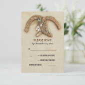 素朴なバーラップ馬蹄夫婦ウェディングRSVPカード 出欠カード (スタンド正面)