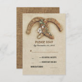 素朴なバーラップ馬蹄夫婦ウェディングRSVPカード 出欠カード (正面/裏面)