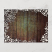 素朴なバーンウッドレース田舎の結婚式は日付を保存 案内ポストカード (裏面)