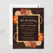 素朴なバーントオレンジの秋の花の誕生日 ポストカード (正面/裏面)