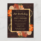素朴なバーントオレンジの秋の花の誕生日 ポストカード (正面)