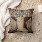 素朴なバーンドウッドワイルドフラワーウエスタンスター女性のカーボーイ クッション (ブランケット)