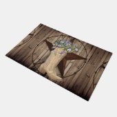 素朴なバーンドウッドワイルドフラワーウエスタンスター女性のカーボーイ ドアマット (アングル)