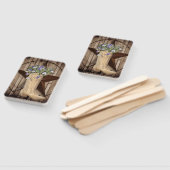 素朴なバーンドウッドワイルドフラワーウエスタンスター女性のカーボーイ ハンドファン (組立なし)