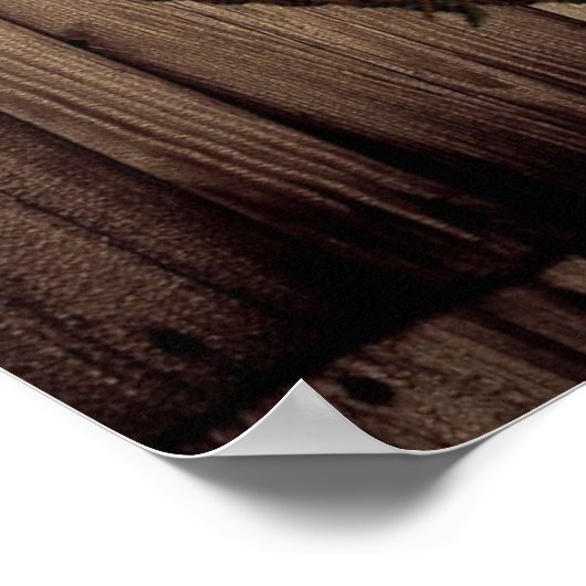 素朴なバーンドウッドワイルドフラワーウエスタンスター女性のカーボーイ ポスター (角)