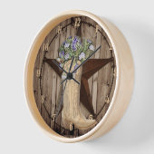 素朴なバーンドウッドワイルドフラワーウエスタンスター女性のカーボーイ 壁時計 (傾斜)