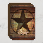 素朴なバーンワッドテキサススタースタイルのウエスタン ブライダルシャワー 招待状 (正面/裏面)