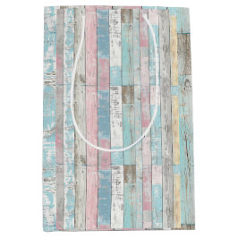 素朴なパステルカラーの木製パネルギフトバッグ ミディアムペーパーバッグ