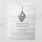 素朴なパステルカラーの花壇のテラリウムガーデンウェディング セーブザデート (正面)