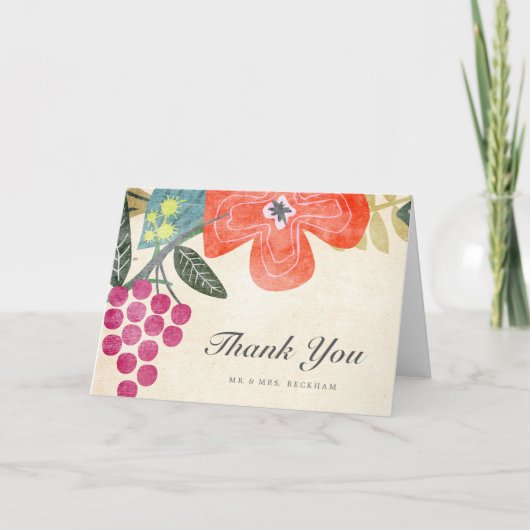 素朴なパラダイスの結婚式のお礼カード サンキューカード (正面)
