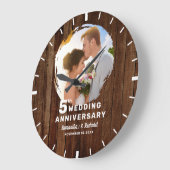 素朴なパレットウッドの5周年記念写真時計 ラージ壁時計 (傾斜)