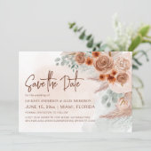 素朴なパンパスグラス テラコッタ ウェディング セーブザデート (スタンド正面)