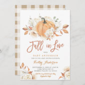 素朴なパンプキンのベイビーシャワー 秋の恋 招待状 (正面/裏面)